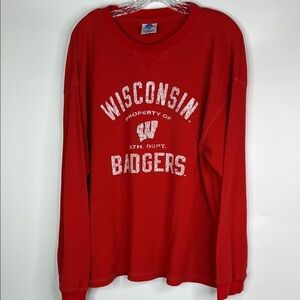 Vintage NCAA Red Wisconsin Badgers Thermal Sweatshirt Size XL